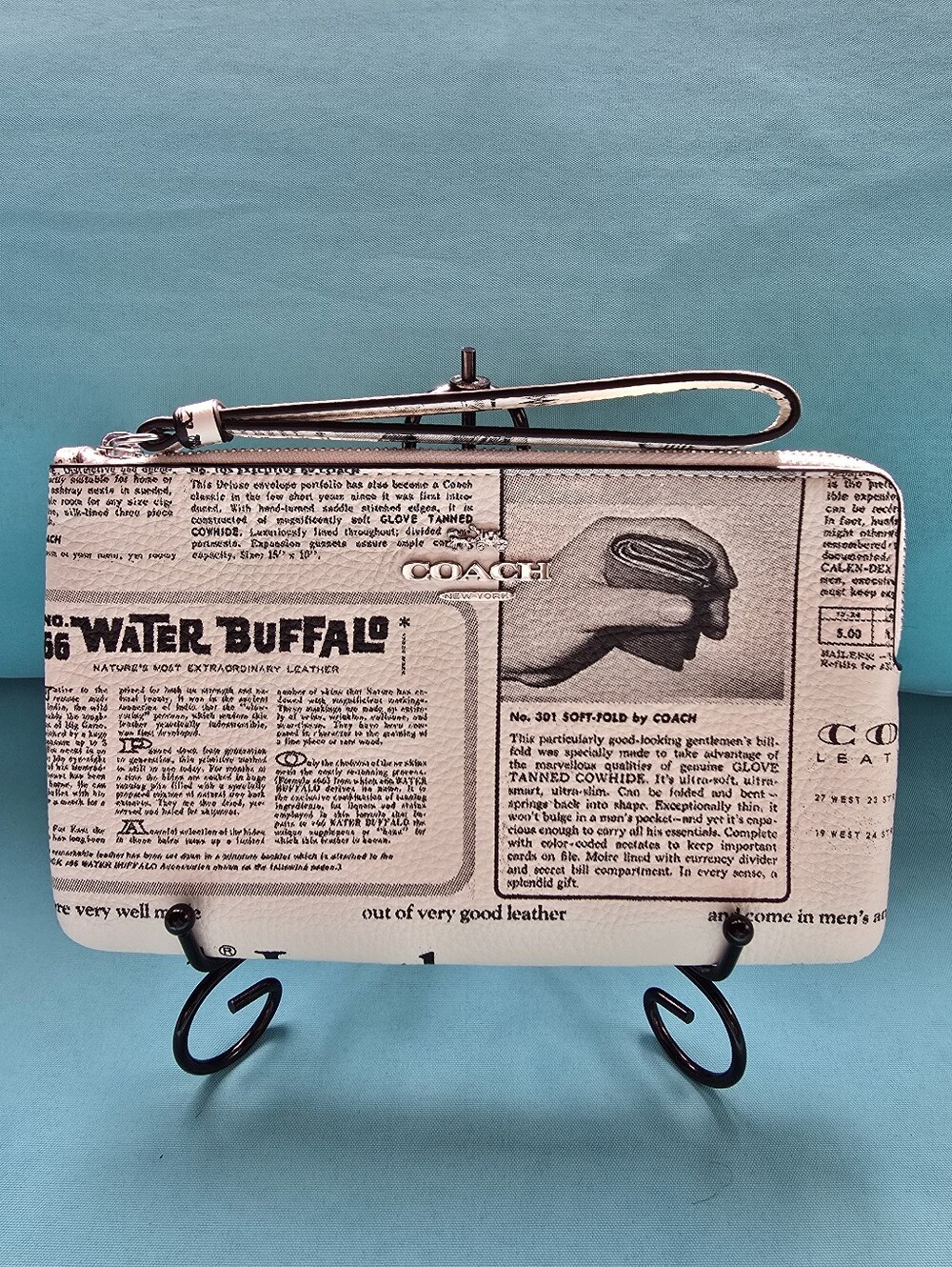 Coach Limited Edition Large Corner Zip Wristlet with Newspaper Print